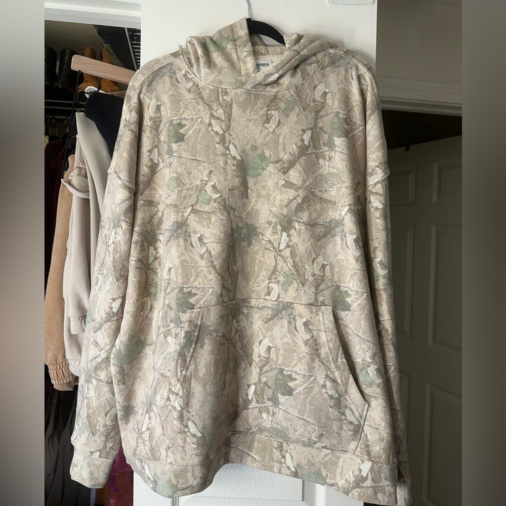 No Boundaries Beige and Green Camo Crewneck Hoodie